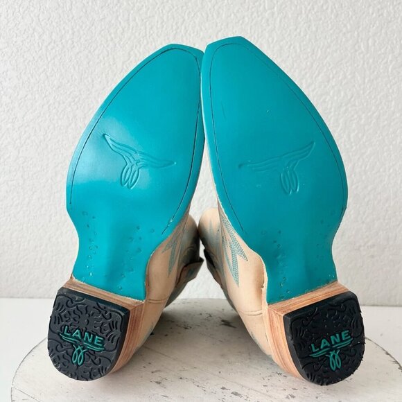 Lane LEXINGTON Womens Cowboy Bootie Sz 6 Sand and Stream Western Cowgirl Boots - Picture 8 of 11